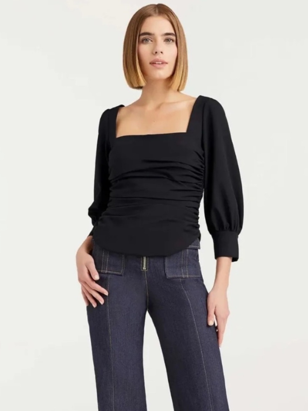 CINQ A SEPT Karol Ruffled Blouse Sz M